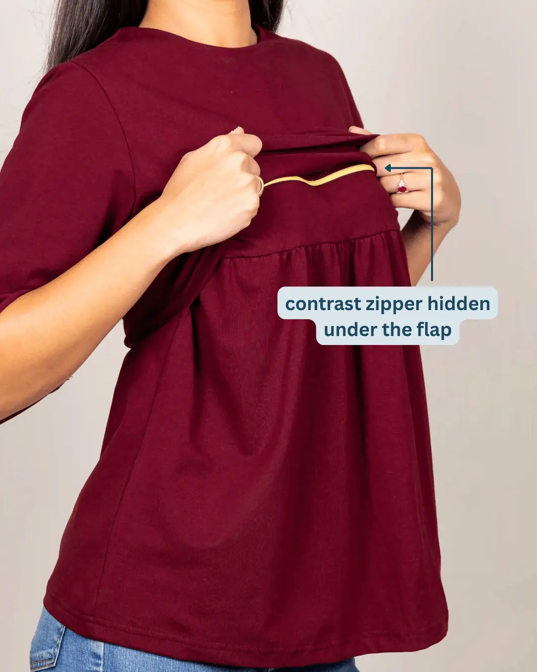 'Just In Case' Concealed Zipper Feeding Cotton Top