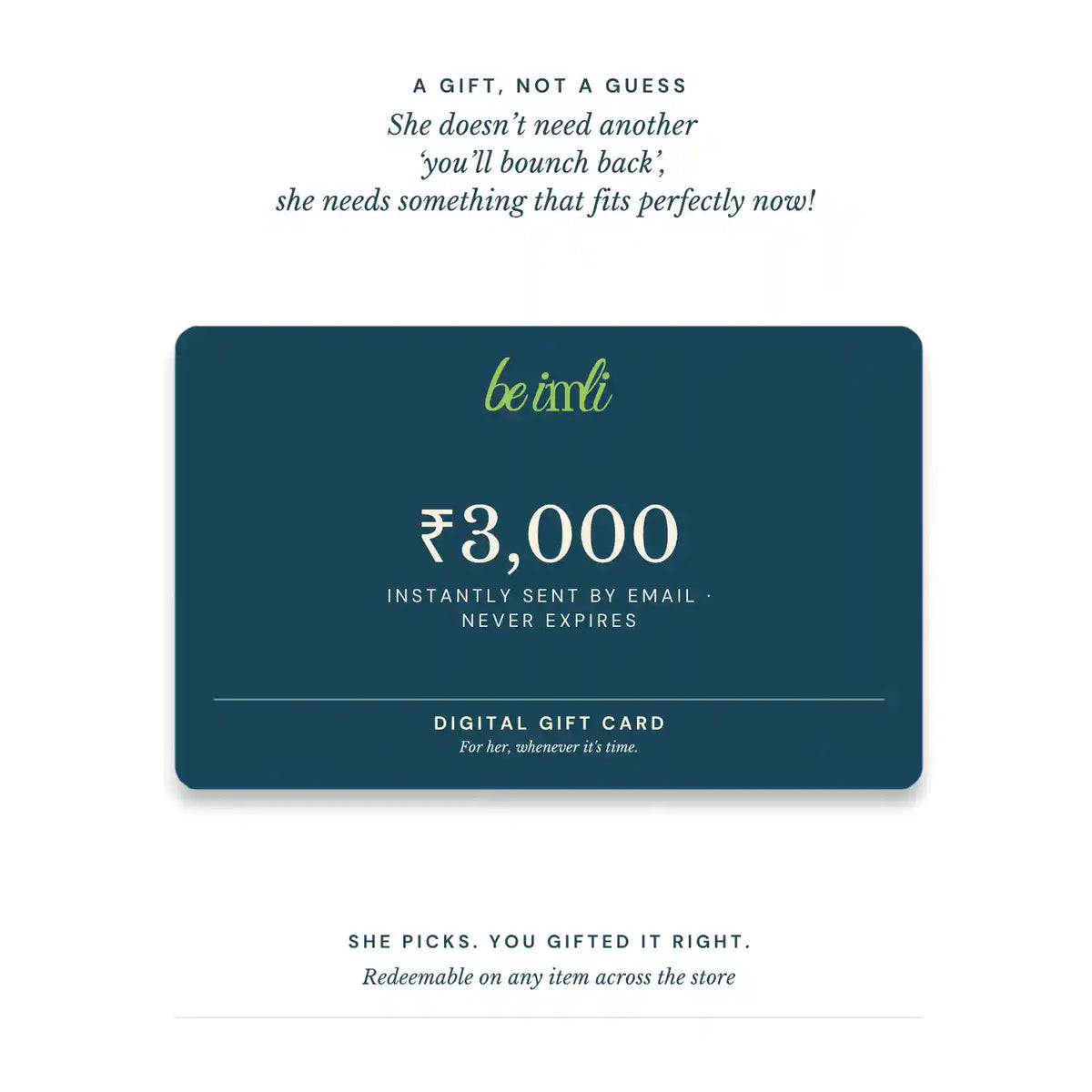 The 'be imli' gift card