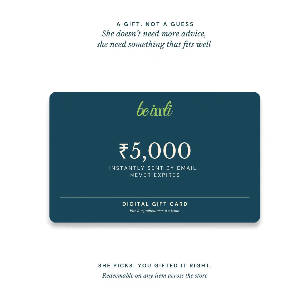 The 'be imli' gift card